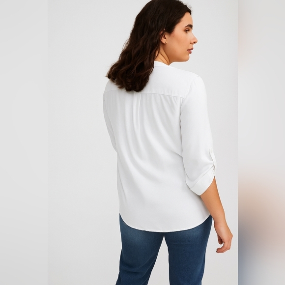 Torrid Harper 3/4 Sleeve Pullover Blouse White Challis Blouse 3x - Picture 2 of 10